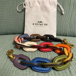 Coach Leather Covered Short Chain Strap Rainbow